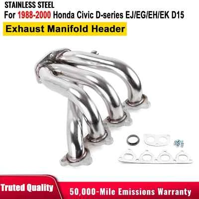 For 1988-2000 Honda Civic D15 D16 D-Series Stainless 4-2-1 Header 2 Piece Set - Image 1 of 4