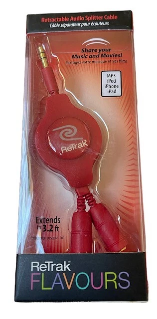 ReTrak  Retractable 3.2-Feet Audio Splitter Cable NEW in box - Image 1 of 3