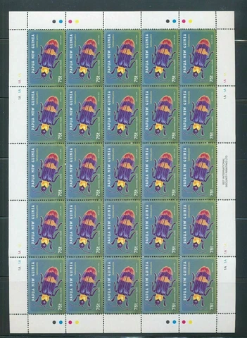 PAPUA NEW GUINEA 2005 INSECTS BEETLES Wildlife SET IN SHEETS(150 Stamps)(PAP 62) Cover