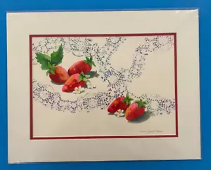 BARBARA KIMMEL PALMER Fragole e Pizzo QUADRO ACQUERELLO originale firmato - Foto 1 di 8