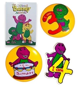 Barney the dinosaur 90's birthday badges bundle and book annual - Picture 1 of 9
