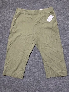 Croft & Barrow Leinenmischung Damen Caprihose Midrise Large Drew Grün Neu mit Etikett NEU - Bild 1 von 15