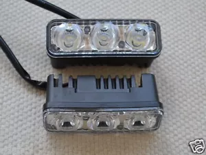 2 X 3 LED Światła do jazdy dziennej Światło Samochód Mgła Jazda dzienna Uniwersalna biała lampa 12V - Zdjęcie 1 z 5