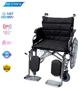 Foldable Bariatric Manual Wheelchair Extra Wide Seat Removable Leg Rest - AU - Picture 1 of 11