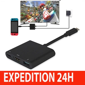Adaptateur HDMI 4K 1080 pour Switch, 3 en 1 Multiport USB C 3.0 PD Chargeur TV - Zdjęcie 1 z 7