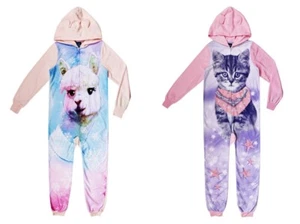 Cat Llama Pajamas Size 4-5,6,10-12,14-16 XL Girls One Piece Blanket Sleeper NEW - Picture 1 of 3