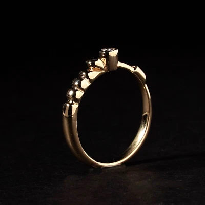 Vintage Modernist Diamond 14k Yellow Gold Ring Bezel Set Solitaire Size M.5 6.5 - Image 1 of 4
