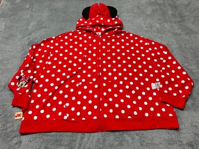 NUEVA Sudadera con Capucha Disney Para Mujer 2X 2XL Minnie Mouse Rojo Lunares Juegos con disfraces Parques Orejas Foto 1 de 4
