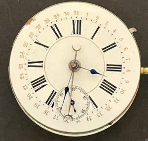 Antique Unsigned Pocket Watch Movement Running Ticks High Grade Pointer Date 42m - Picture 1 of 5
