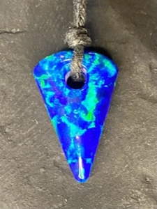 Handmade in Australia solid blue opal Dragon’s Tooth pendant necklace - Picture 1 of 6