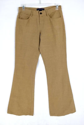 Ralph Lauren Colección Púrpura Etiqueta Talla 8 Caqui Mezcla Lino Bootcut Pantalones Foto 1 de 4