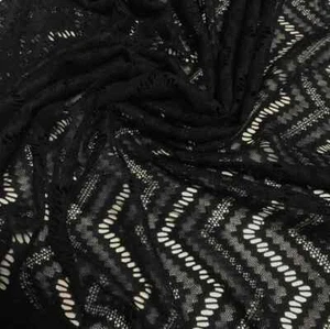 3 Yards - Navy Chevron Crochet Stretch Lace - Nylon Fabric - Picture 1 of 2