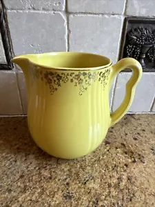 Vintage Hall China Yellow Jug Pitcher with Gold Design - Picture 1 of 7