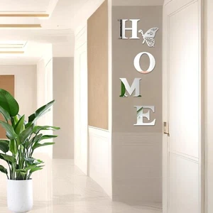 Home Letter Sign Acrylic Mirror Wall Decor Stickers 3D - Picture 1 of 6