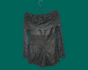 Boohoo Playsuit Long Sleeve mentlic Black Romper Summer suit. SIZE 10 - Picture 1 of 6