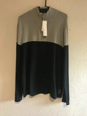 NWT CALVIN KLEIN JEANS MENS XL QTR ZIP PULLOVER GRAY/BLACK 100% COTTON - Image 1 of 4