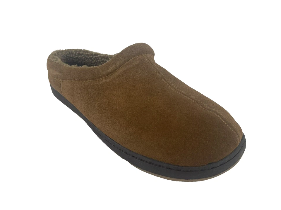 Zapatillas cómodas Tempur-Pedic para hombre forro de piel de cuero marrón talla 13 EE Foto 1 de 4