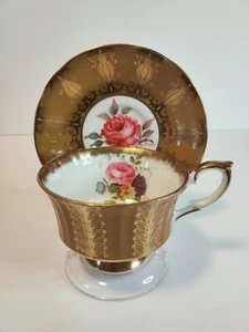 Paragon Cup & Saucer Pink Rose Bone China England Gold Feather By Appointment - Picture 1 of 24