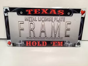 Texas Hold'em Metal License Plate Frame - Foto 1 di 2