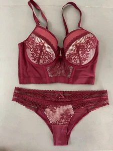 Hunkemöller BH 80D Slip 38 Set rot Bordeaux - Bild 1 von 1