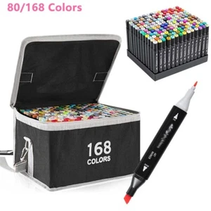 80/168 Colors Marker Dual Tip Paint Pen for DIY Crafts Making Art Drawing Sketch - Picture 1 of 10