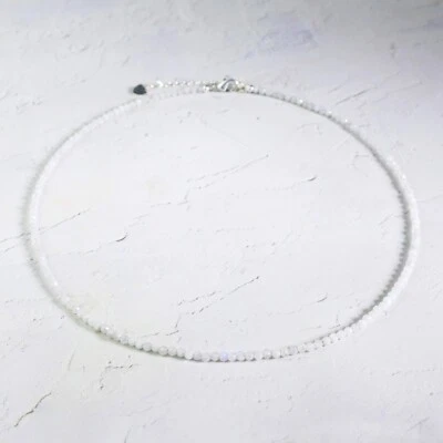 Natural Moonstone Faceted Beaded Choker Handmade White Dainty Gemstone Necklace - Image 1 of 4