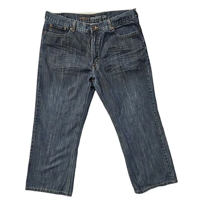 Urban Up 尺码 38x30,低腰带臀部褶皱,直筒男式休闲牛仔裤 — 第 1/4 张图片