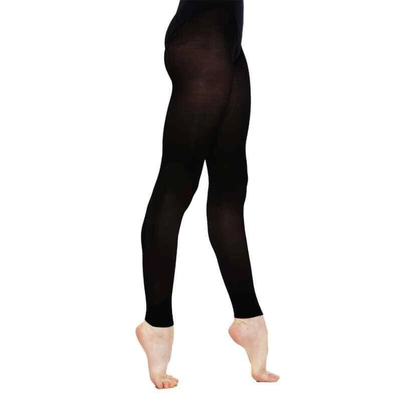 CHILDRENS GIRLS SILKY FOOTLESS DANCE TIGHTS IN BLACK AGES 3 TO 13