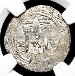 COLONIAL SPAIN, Mexico. Carlos & Joanna, 1542-1555, Silver Real, NGC AU Details - Picture 1 of 4