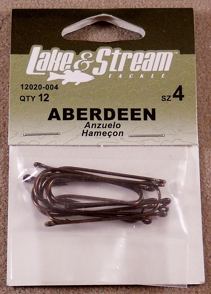 Bronze Panfish Fishing Hook 1 Pack Of 12 Lake & Stream # 4 Aberdeen 12020-004 - Image 1 of 1