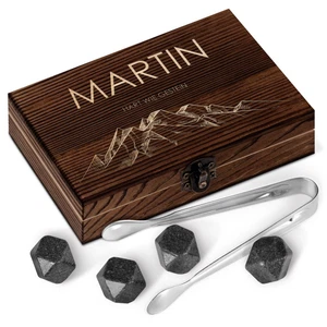 Whisky Steine Set - 6 Eiswürfel + Holzbox mit Gravur - Geburtstagsgeschenk - Bild 1 von 20