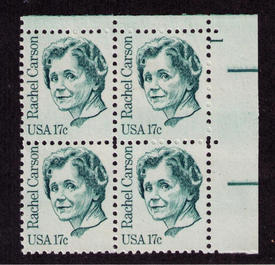 US USA Sc# 1857 MNH FVF PLATE # BLOCK Rachel Carson Marine Biologist Author - Image 1 of 1