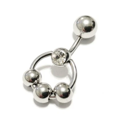 Barra llamapuertas artesanal de acero quirúrgico 14 g VCH con anillo esclavo con cuentas. Foto 1 de 4