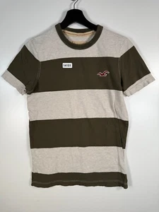 T-shirt uomo girocollo a righe manica corta Y2K Hollister verde grigio taglia S 18x26 - Foto 1 di 9