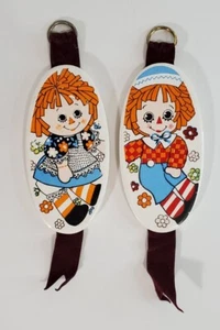Vintage Raggedy Ann & Andy Wall Plaques Enesco 1970's Ceramic 6 Inches - Picture 1 of 5