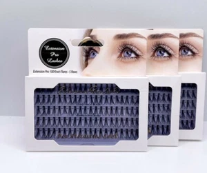 INDIVIDUAL FALSE EYELASHES ULTRA THICK CLUSTER VOLUME EXTENSIONS X100 STAND - Picture 1 of 4