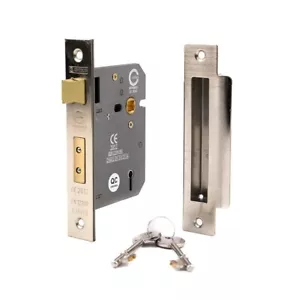 Cerradura de marco de 5 palancas cromada satinada de 3" con 2 llaves - Imagen 1 de 1