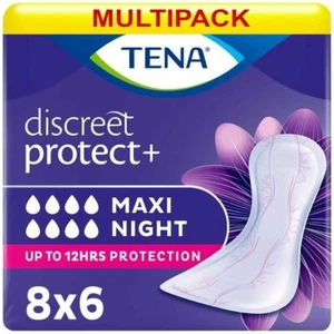 TENA Discreet Maxi Night Incontinence Pads for Women - 970ml (8 Packs of 6) - Picture 1 of 3