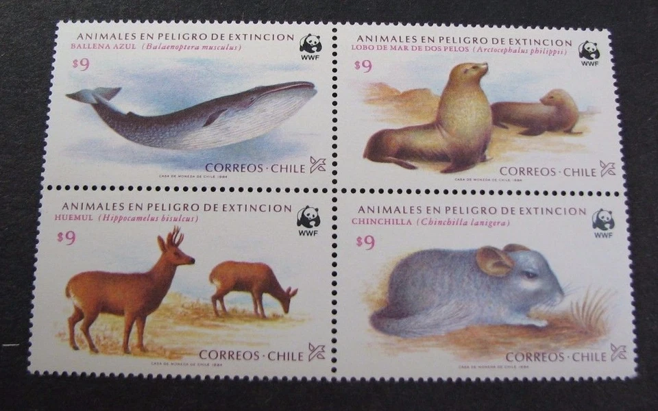 智利纪念品表斯科特#682a濒危物种1985年全新邮票C365 — 第 1/2 张图片