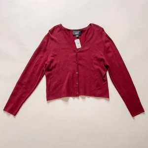 90s Vintage Emanuel Ungaro Red Cardigan Rayon Blend Deadstock Size M-L - Picture 1 of 8