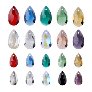 100pc Faceted Teardrop Glass Pendants Smooth Drop Dangle Charms Ornament 16~22mm - Picture 1 of 6
