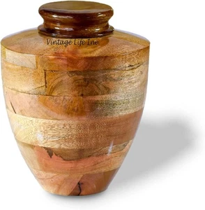 Wooden Cremation Urns for Ashes Adult Decorative Tabletop Memorial Jar for Dog - Picture 1 of 9