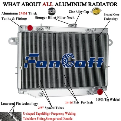 4 Row Aluminum Radiator For 98-07 Toyota Land Cruiser 98-06 Lexus LX470 4.7L  AT Foto 1 de 4