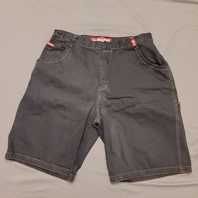 JNCO JEANS Black Denim Shorts 40x40 Carpenter Contrast Stitch Skate Y2K - Image 1 of 4