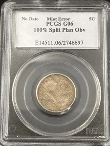 Buffalo Nickel MINT ERROR NO Date, PCGS G06 100% Split Planchet On Obverse - Picture 1 of 6