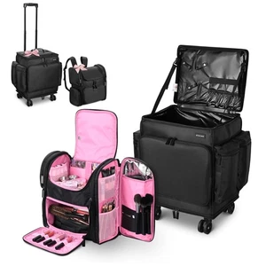 Byootique Rolling Makeup Train Case Soft Sided with Travel Make Bag Backpack - Foto 1 di 9