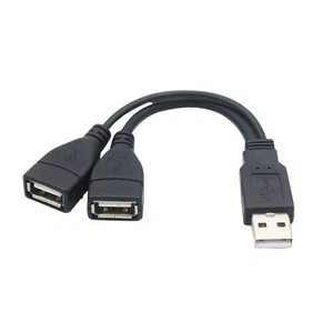 Y Splitter Hub Power Cord USB 2.0 A Male to 2 Dual USB Female Jack Adapter Cable - Picture 1 of 9