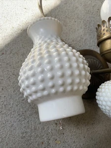 Applique lampada da parete vintage Hobnail vetro latte con cavo FUNZIONA BENISSIMO! - Foto 1 di 4