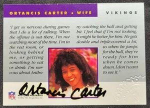 ORTANCIS CARTER 92 PRO LINE RETRATOS ESPÍRITUS ESPOSAS CERTIFICADO AUTÓGRAFO VIKINGOS 2 - Imagen 1 de 2