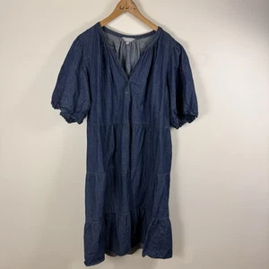 Suzanne Grae size 24 Denim Dress Blue Tiered 100% Cotton midi - Bild 1 von 6
